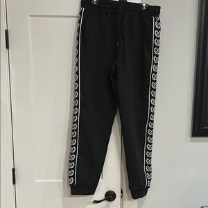 Black Jogger Pants with Side Pattern